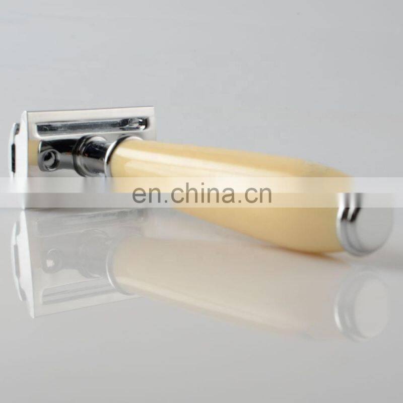 New Design Butterfly skincare shaving white private Double edge resin handle shaving metal safety resoire rasoio barba razor