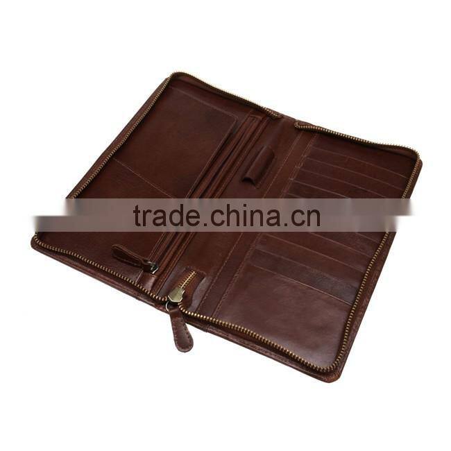 Pure leather passport holder with zip-round closure Luxuries Italian style tan natural leather zipped travel wallet