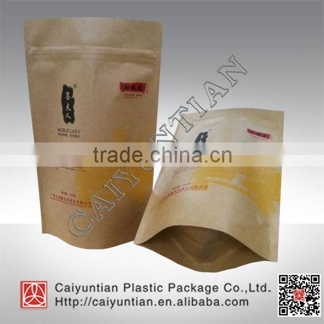 stand up zipper with window kraft paper bag, kraft paper bag with window