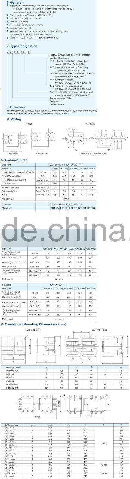 Industrial Controls AC Contactor CC1 Contactor Rated Conventional Heating Current 20A CC1-12N