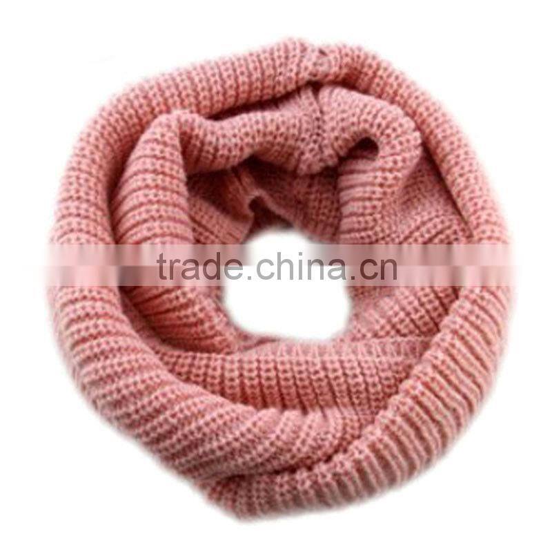 Hot Selling Fashion Women Plain Circle Loop Wool Knitted Scarf
