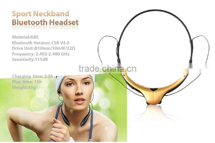 In car safe driving wireless neckband bluetooth headset for cell phone with CE ROHS