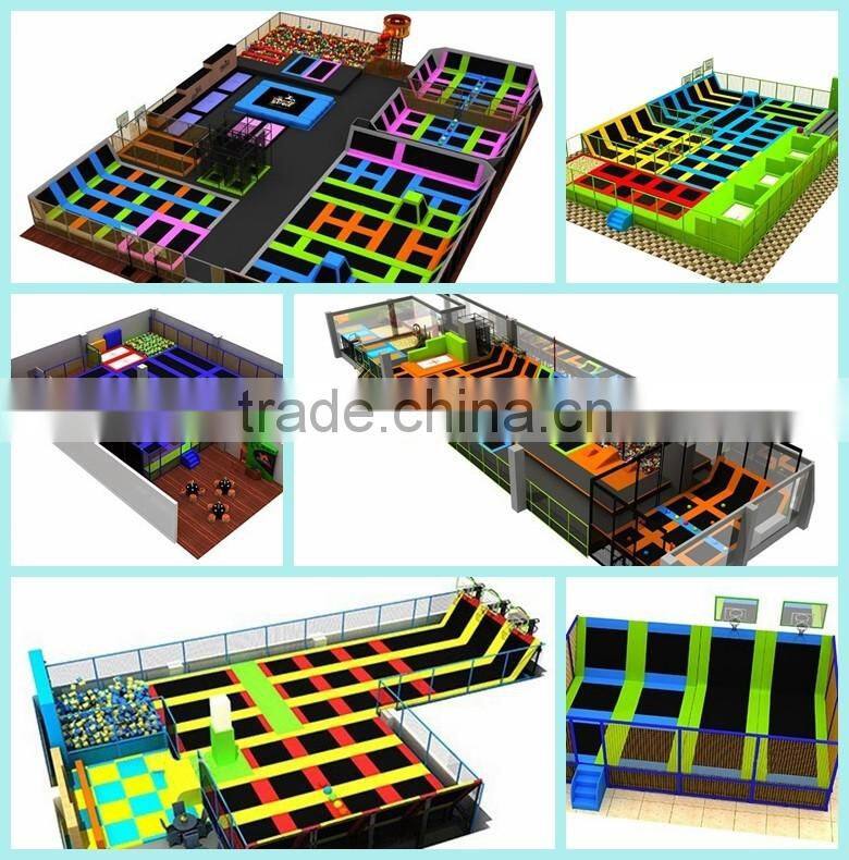 Large Indoor Trampoline with foam pit and dodge ball, professional gymnastic commercial trampoline for sale