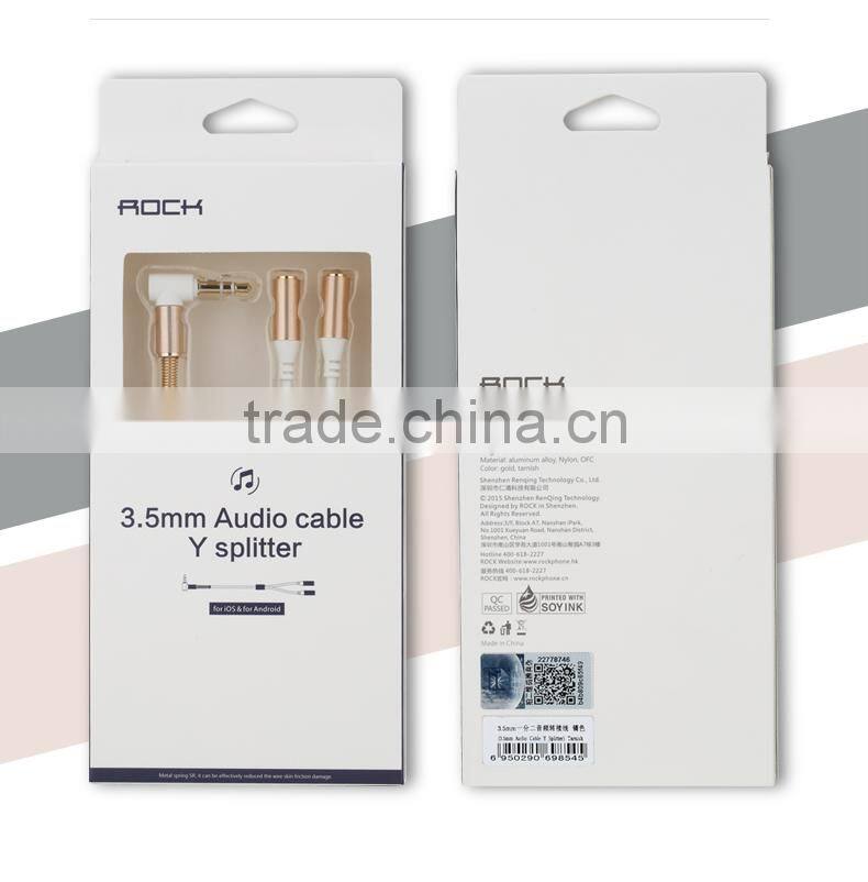 ROCK 3.5mm Audio Cable Y Splitter For iPhone for Android Mobile Phone Fashion 0.3m Audio Video Cable MT-5366