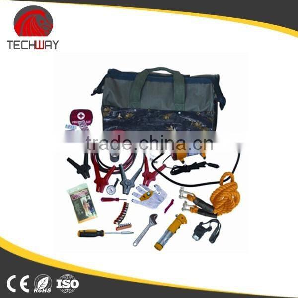 Car emergency safety kit with warning triangle