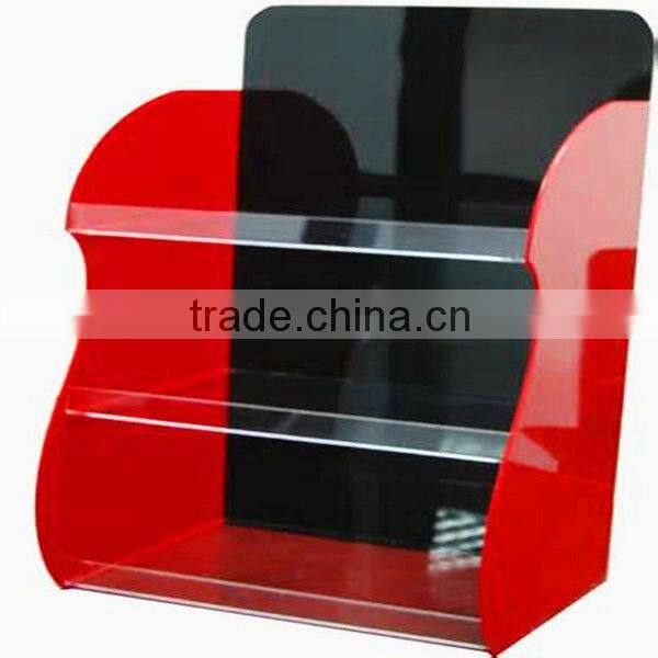 Custom acrylic block clear cosmetic display stand racks with 3 tiers
