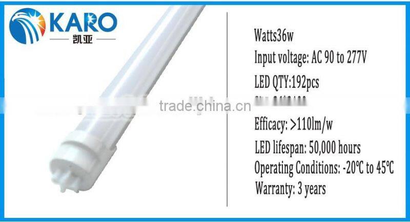 alibaba china manufacturer high quality t8 2.4m 36w led tube lights price in india