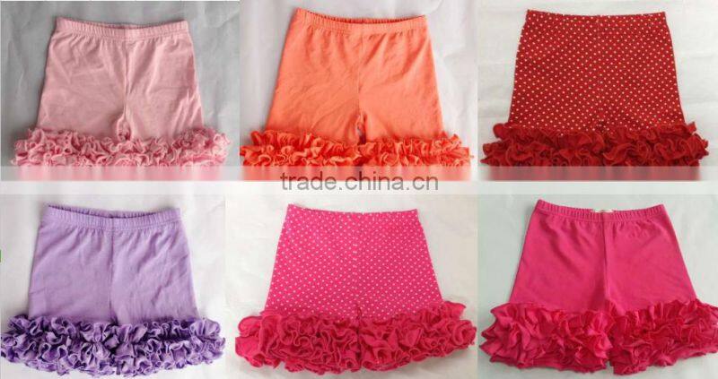 Wholesale baby ruffle shorts soft knit cotton baby icing ruffled shorts