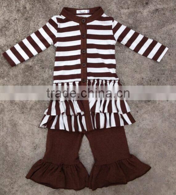 Classic Design Cute Baby Girl Cotton Cardigan 100% Cotton kids Long Sleeve Cardigan with Triple Ruffle