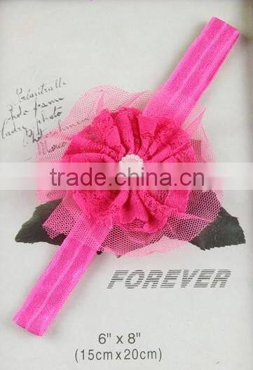 lovely flower elastic hair rubber band with pearls