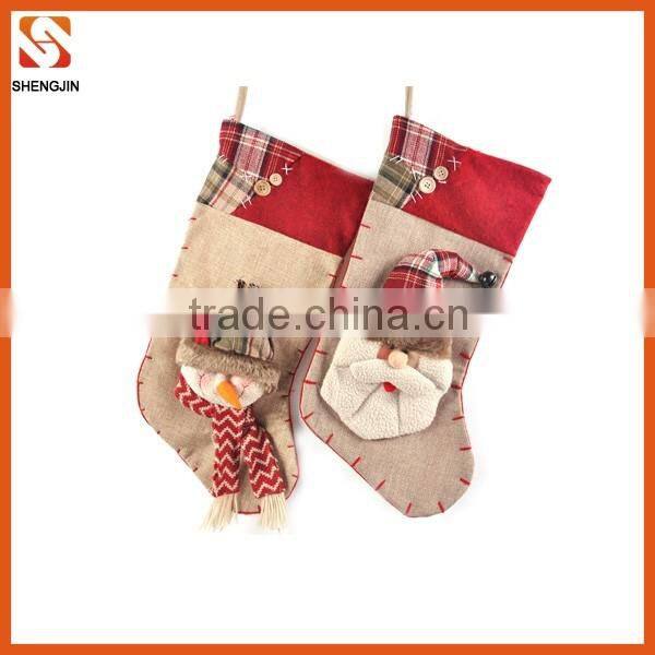 Traditional snowman and Santa stocking