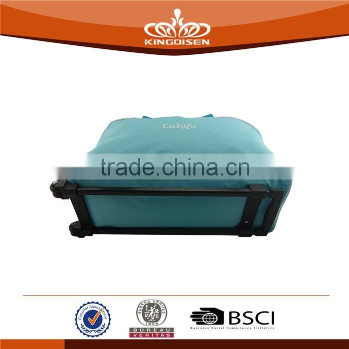 China wholesale light blue 600D trolley luggage bag