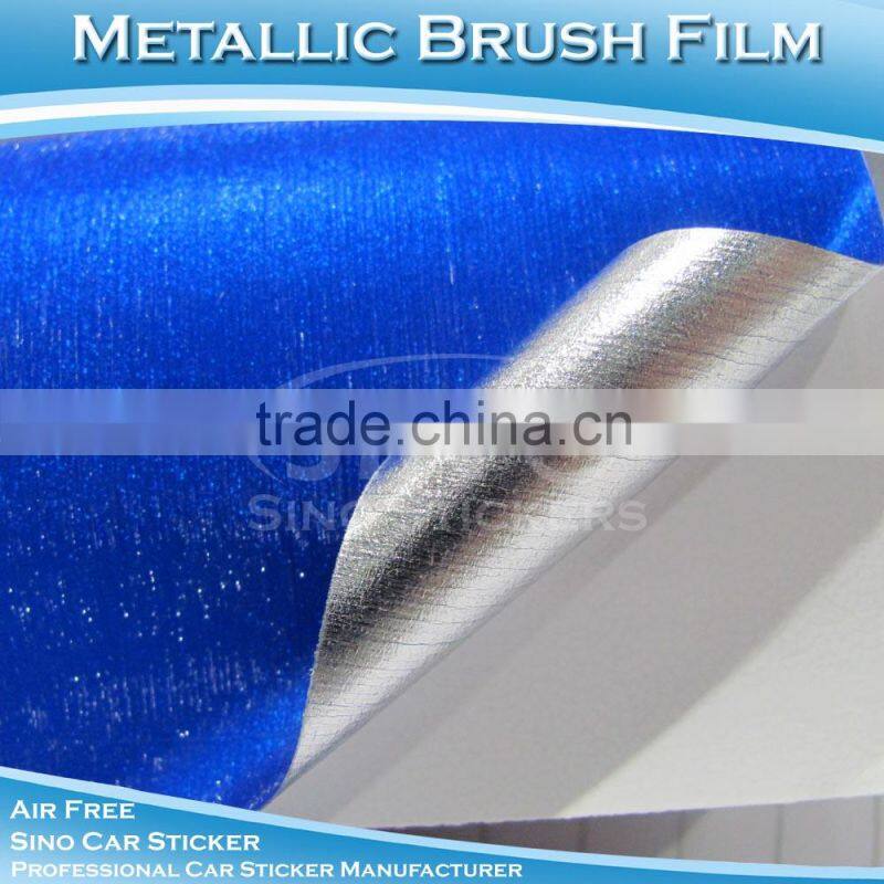 Air Free Metallic Chrome Brushed Blue Wrapping Adhesive Sticker for Motorcycle