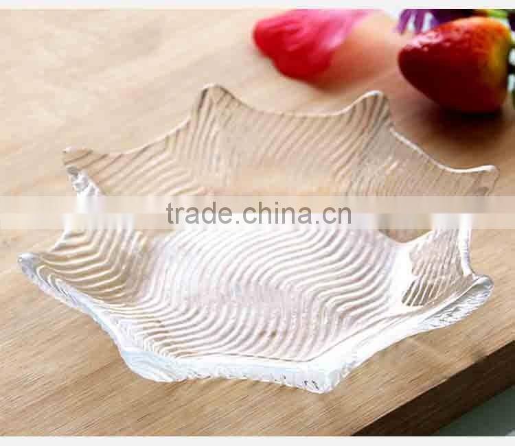 wholesale cheap octagon colorful glass fruit plate