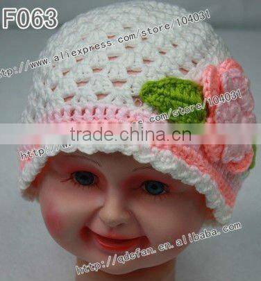 Wholesale 100% cotton baby crochet beanie hat flower, knitting patterns for beanie hats ,girls fashion hats