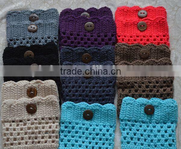varies colors hand knit women leg warmers with buttons
