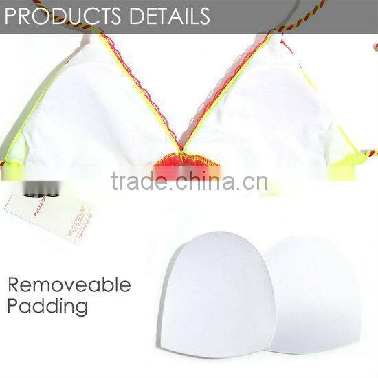 RELLECIGA Triangle Bikini Swimwear - Neon Yellow + Red Lace Top with Scrunch Butt Hot Sale Sexy Brazilian Bikini Set