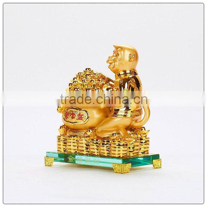 24K Golden color resin money statue , resin animal decoration , fengshui statue