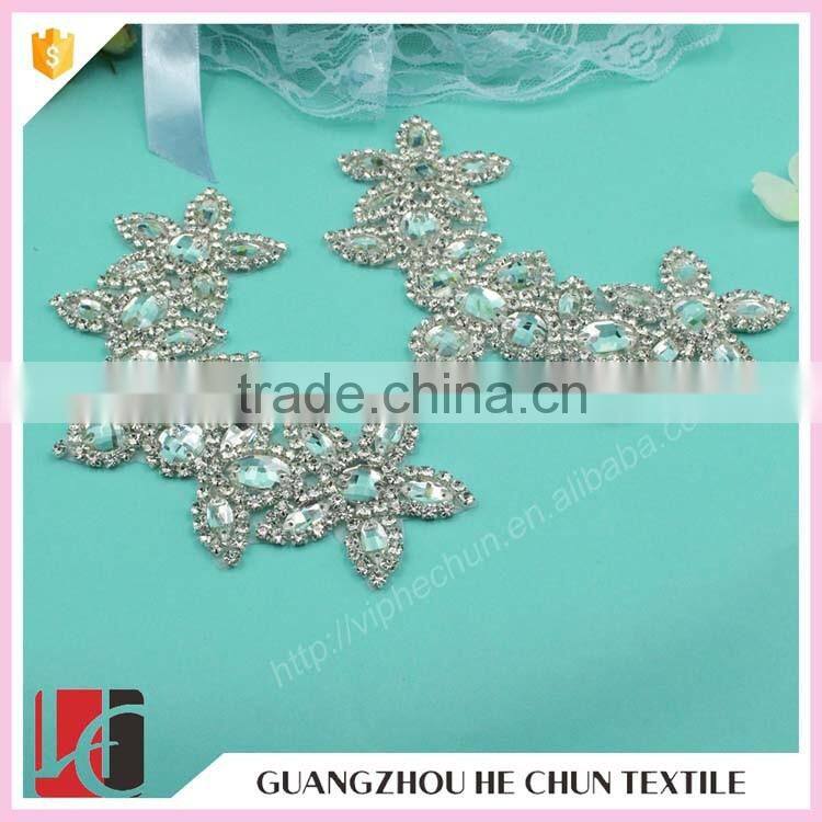 HC-3340 Hechun Hot Fix Crafts Crystal Rhinestone Applique Trimming for Bridal Dress