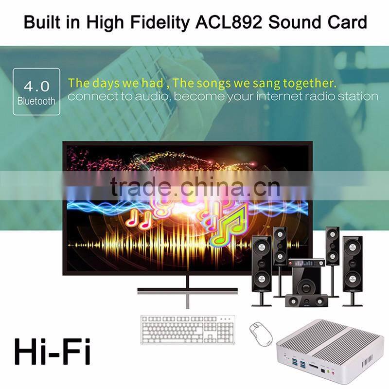 2016 Latest Fanless Mini PC 4GB RAM 64GB SSD Intel Core i3 4158u 2.0G Desktop Computer Windows 7