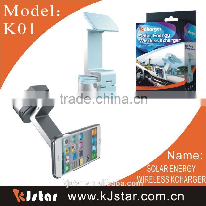 Solar energy qi standard adsorption wireless charger for smartphone
