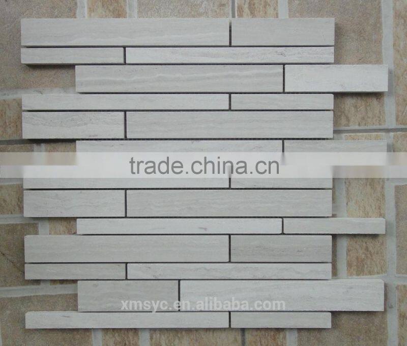 white cream marble mosaic, white woodvein marble mosaic, round marble mosaic