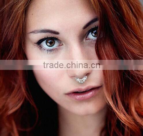 Alloy Charms Fake Septum Nose Ring Non Piercing Hanger Clip On Jewelry