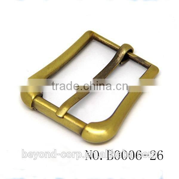 Good quality old brass brushed effect pin buckle with fake roller shape