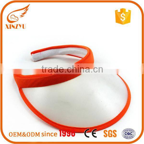 High qualityCustom wide brim face running pvc piping sun visor cap