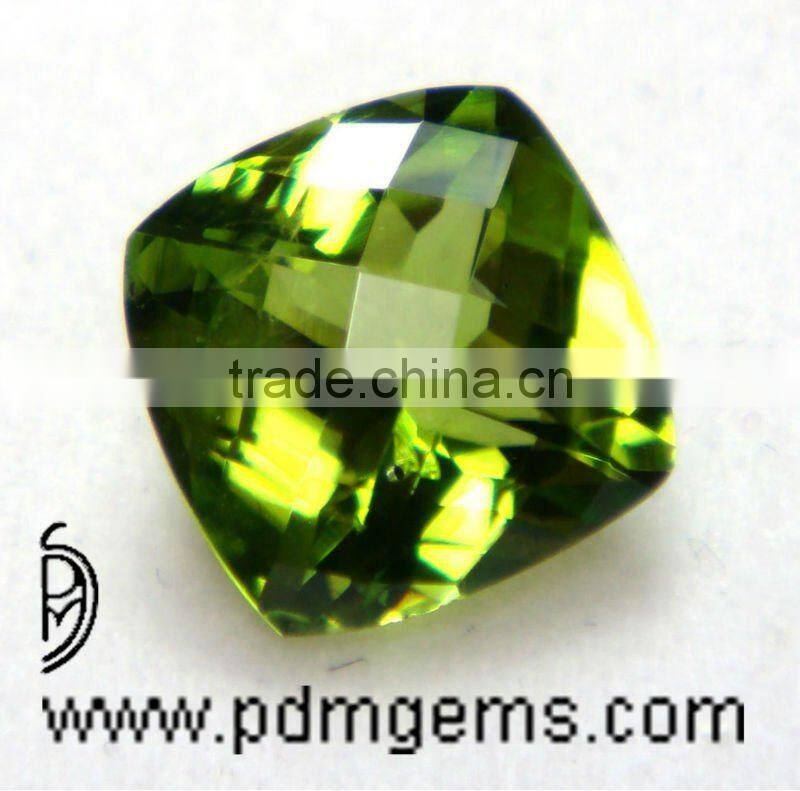 Peridot Cushion Checkerboard Briolette For Jewellery From Wholesaler