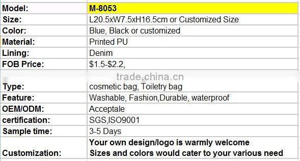 Fashion Cute Cartoon Girls PU cosmetic bags with zipper