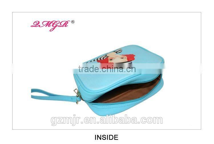 Fashion Cute Cartoon Girls PU cosmetic bags with zipper