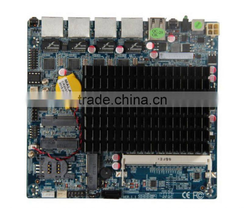 4 Lan fanless Intel atom D525 network security firewall motherboard