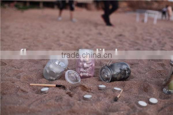 foodgrade transparent colorful glass bottle storage jar with lid