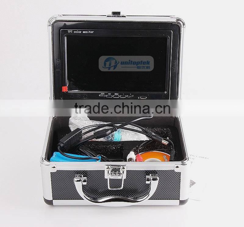 2015 New 800TVL 12 White Brignt Light 7" TFT Color LCD Underwater Fishing Camera Fish Finder Video Camera Aluminum Case