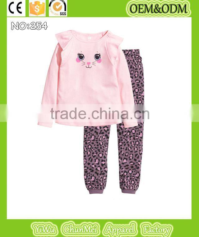 children clothes girls lovely pink pajamas baby cat styling cute sleepwear kids funny pyjamas OEM&ODM