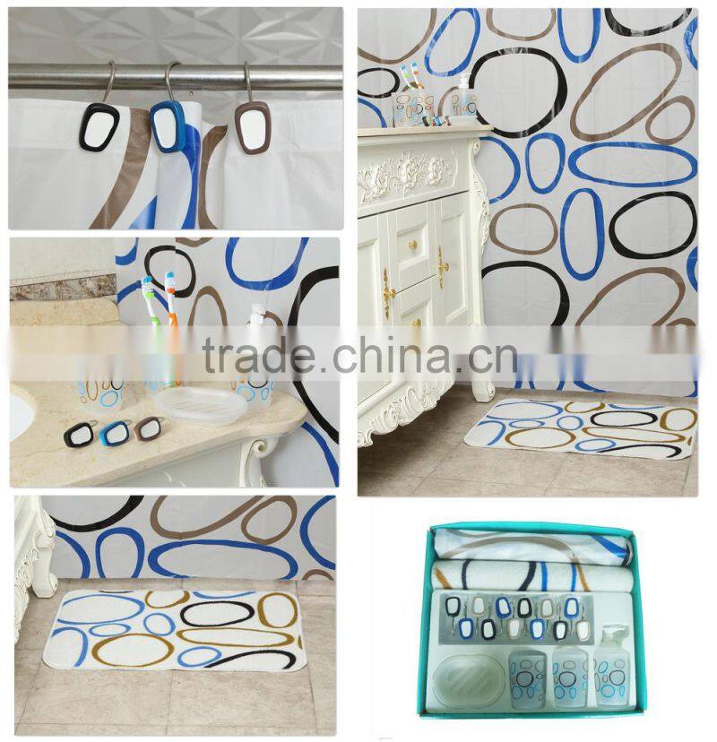 red square geometry pattern plastic bathroom accessories sets