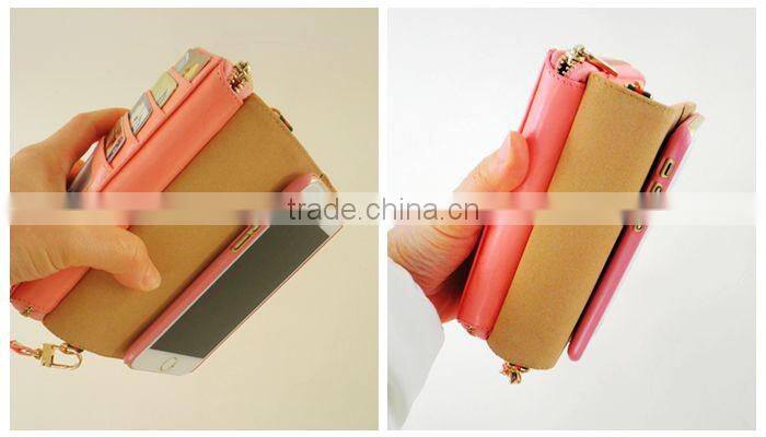 Fashionable wallet detachable magnet leather case for iphone 4 5 6 wholesale