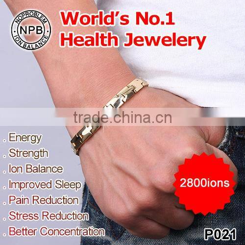 Noproblem P021 germanium tourmaline power beads major stainless magnetic bracelets
