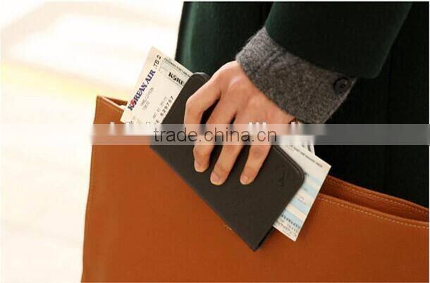 High-quality portable leather passport holder with custom Customized Logo, Simple style passport cover