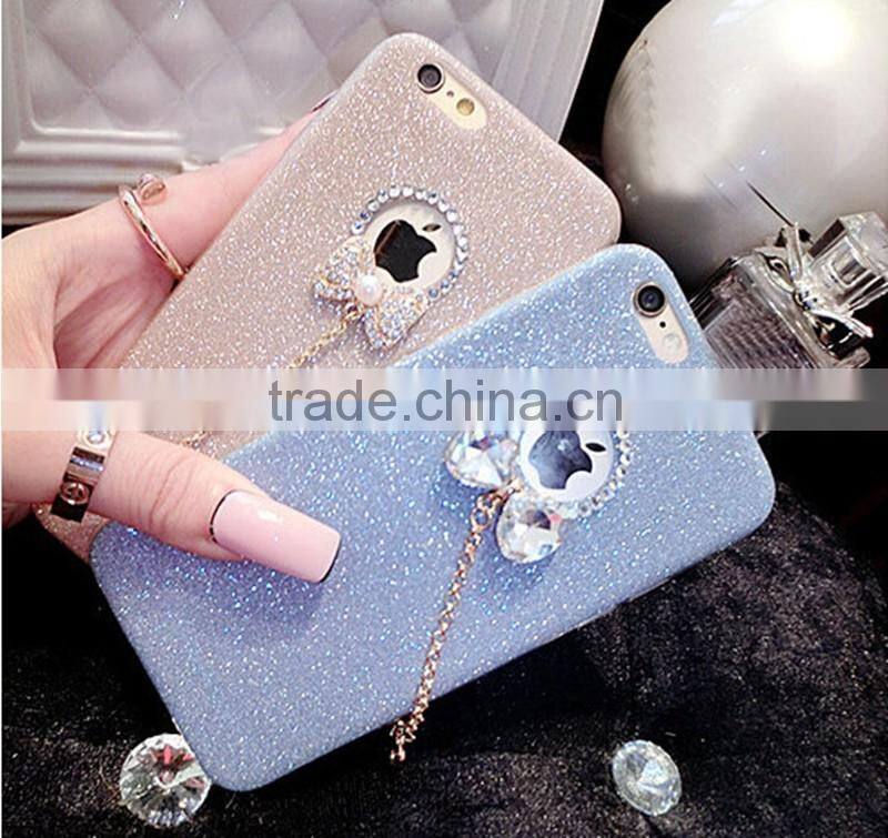 Bowknot Glitter Cases for iPhone 6 6s Soft Silicone Cover Case With Bling Bling Diamond Cover for iPhone 5 5s 6 6s Plus