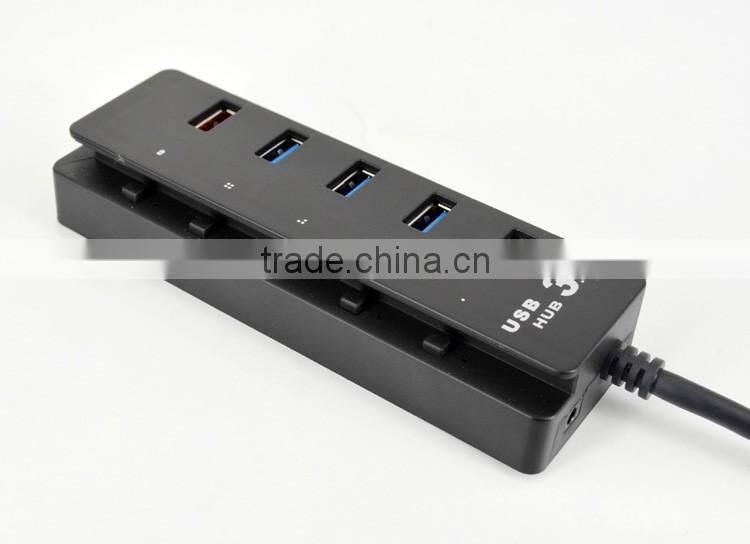 Super Speed 5 port USB 3.0 HUB with individual on/off switches , 4 port USB 3.0 HUB +1 quick charging port