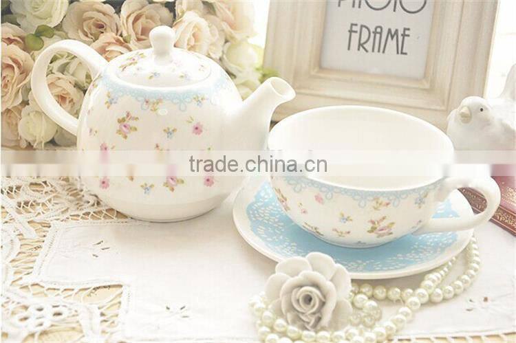 Promotional 3pcs bone china tea set with rose images