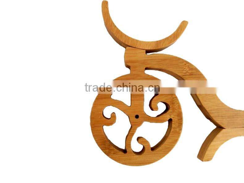 WR012/100% Bamboo Material Hot Sale Bicycle Shaped Bamboo Wine Rack