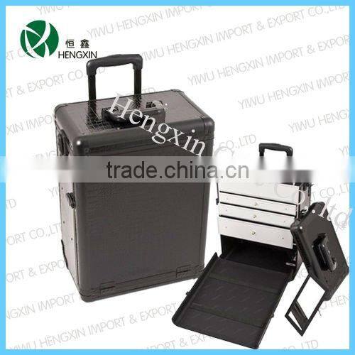 Professional rolling trolley Makeup Artist Train Cosmetic Case with Drawers