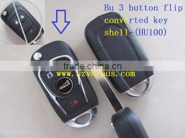 High quality Bu 3 button flip converted key shell (HU100)