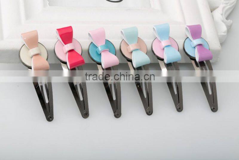 Solid color round shape hair pins little girls best metal hair accessory butterfly free sample alloy hair clip