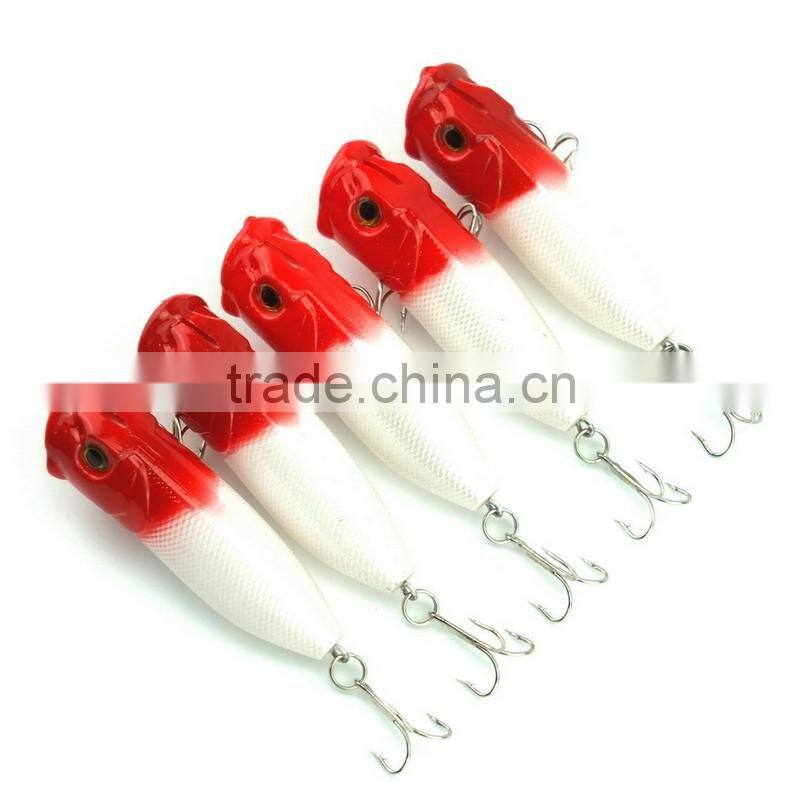 5pcs Plastic Popper Fishing Lures Bass CrankBaits Hooks Tackle 6.5cm/11.8g