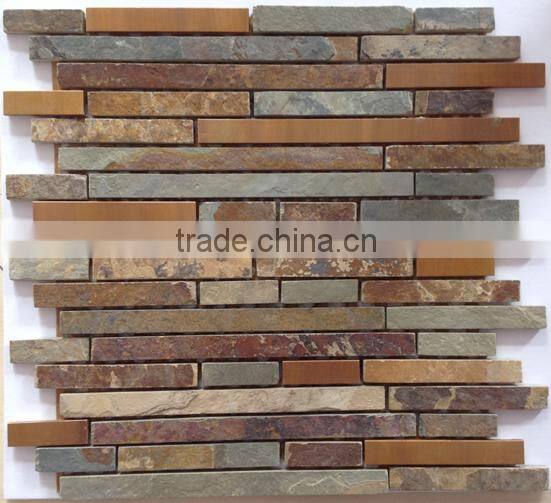 most popular europe product rusty stone mosaic interior decoration