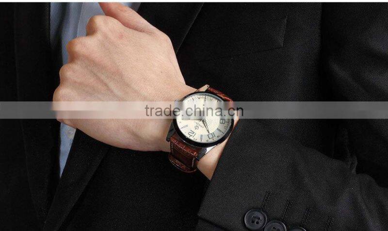 Orkina Coffee Leather Stainless Steel Case Chrono Quartz Men's Analog Sport Watch